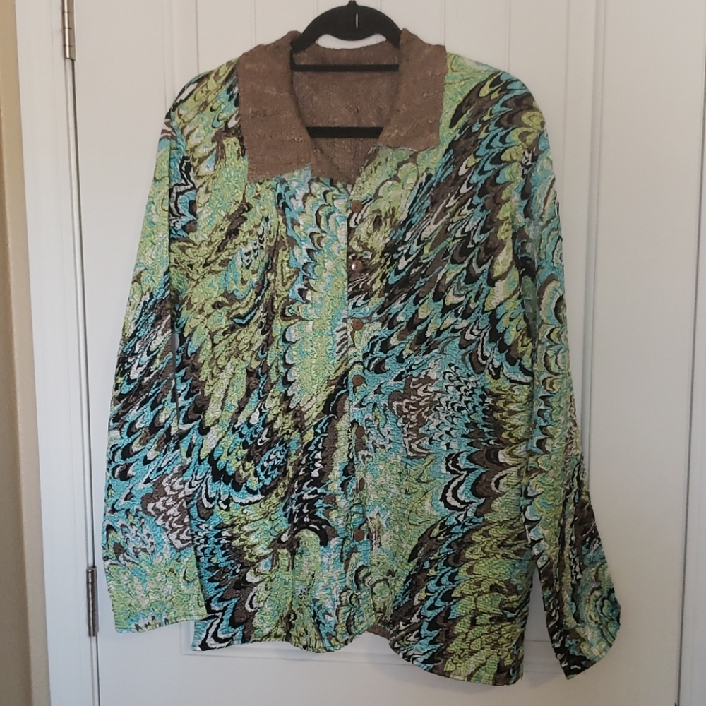 Crepe Stretch Reversible Blouse Size 1X